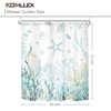 KOMLLEX Teal Gold Beach Ocean Coastal Shower Curtain for Bathroom