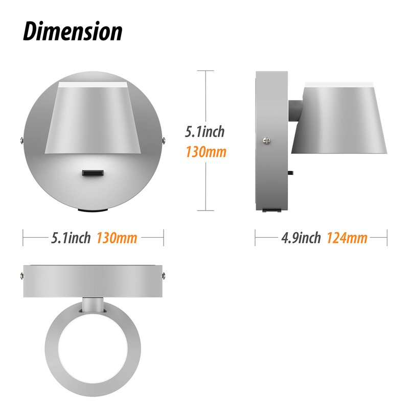 URSOLA Wall Light LED Wall Sconce with On/Off Switch USB