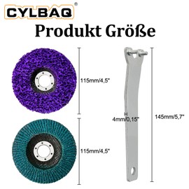 CYLBAQ 115 mm CSD Sanding Disc, Pack of 6 Grinding Discs 115 Metal CSD Disc Cleaning Disc, Cleaning Disc, Coarse Cleaning Disc, Nylon Fabric Disc with Angle Grinder Key