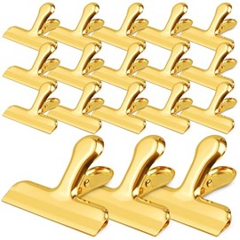 Funfery - Paquete de 24 clips de acero inoxidable de 3 pulgadas con chip dorado, clips de bolsa fuertes para paquetes de alimentos, clip de metal para cocina para aperitivos, hogar y oficina, papel