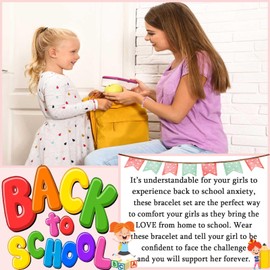 EYQV Back to School Gifts, Heart Charm Bracelets Back to School Bracelet Gifts for Mum Daughter, Sweet First Day at School Gifts Starting School Gifts for Girls