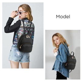 I IHAYNER Small Backpack for Teen Girl Vegan Leather Simple Multiple Zipper Pockets Mini Backpack Purse