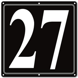 i-CowFun Premium Aluminum Number Signs 27, Metal 12" X 12" Black Numbered Signs Outdoor for Parking Lots, Floor, Dock, Court, Aisle, Field, High Visibility, No Fade, Weather-resistant