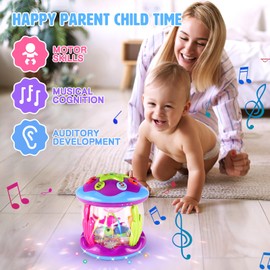 Untimaty Baby Toys 6 to 12 Months Ocean Rotating Baby Musical Toys Light Up Sensory Toys for 1 2 Year Old Girls Crawling Learning Tummy Time Toys Perfect 1st Birthday Gifts for Girls