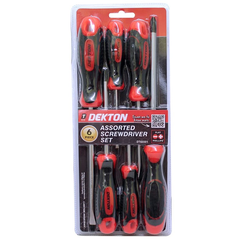 Dekton 6pc Screwdriver Set-Durable & Ergonomic Design| Includes Phillips &