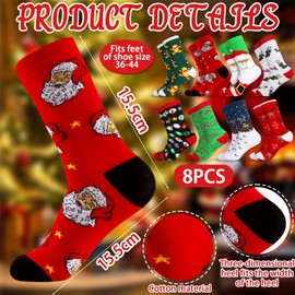 ZZXLOPEZ Christmas Socks Festive Socks Women's 36-42 Cotton Motif Socks Cuddly Socks for Christmas Birthday and Advent Calendar, red