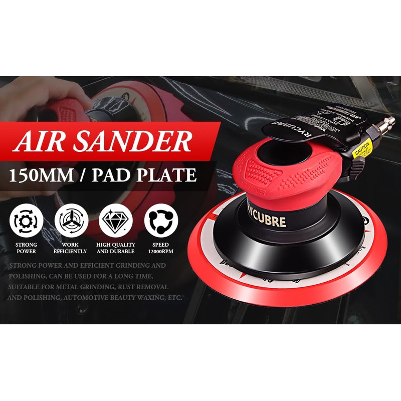 Rycubre pneumatic Air Sander 5/6 Inch DA Palm Sander for