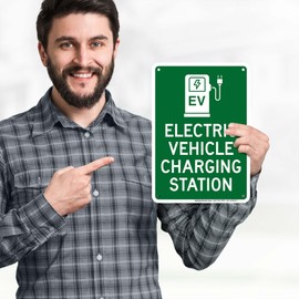 Electric Vehicle Charging Station Ev Graphic Sign, 10x7 Inches, Rust Free .040 Aluminum, Fade Resistant, Made in USA by My Sign Center