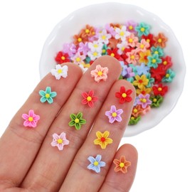 100 Pcs Mini Flowers for Crafts Minature Flowers for Minature Houses Resin Daisy Flower Dollhouse Miniature Flower for Tiny Things for Fairy Garden Dollhouse Micro Landscaping Terrarium Decoration