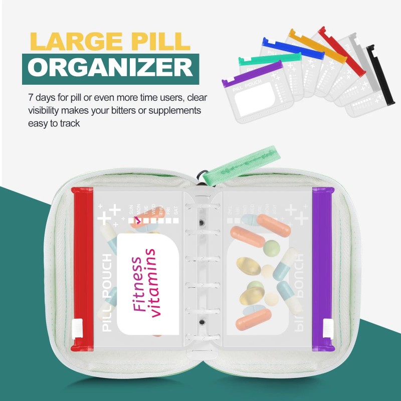 Timueetech A7-L Water-Proof Pill Pouch Set， Large Pill Organizer, BPA