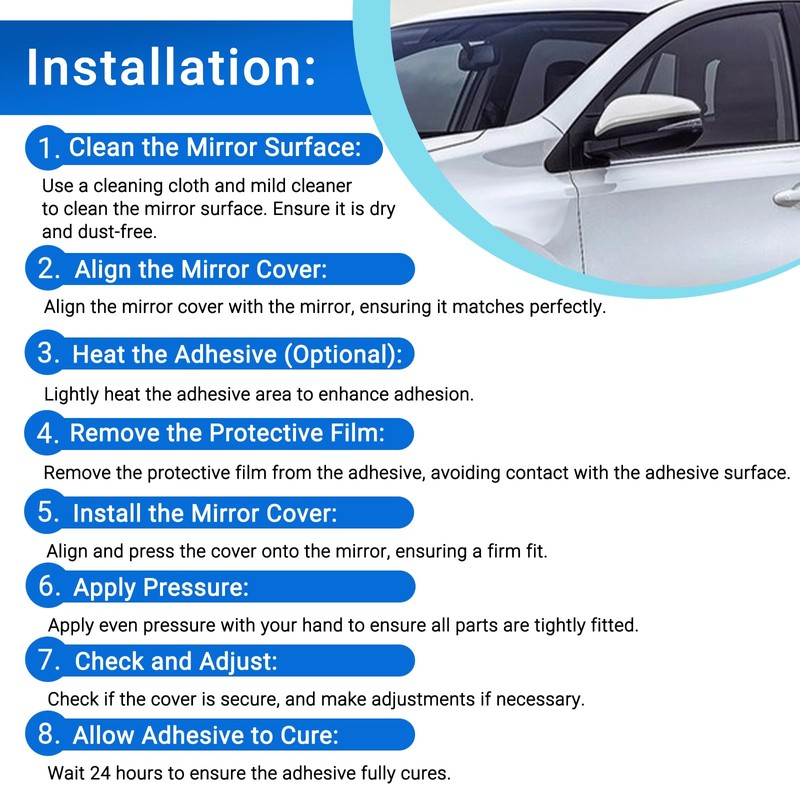 White Door Rearview Mirror Cover Fits for Toyota 2013-2023 4Runner