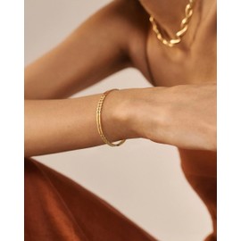 Statement 18K Gold Cuff Bangle Bracelet for Women Trendy Cute Stackable Bracelets Dainty Simple Thin Gold Bracelet