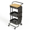 DTK 3 Tier Metal Utility Rolling Cart with Table Top
