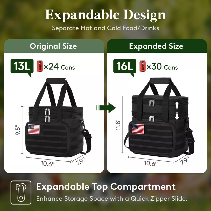 Lifewit Double Deck Tactical Lunch Box for Men, Expandable Leakproof