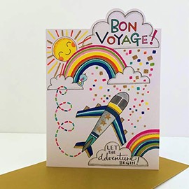 Rachel Ellen Let The Adventure Begin Bon Voyage Card - Aeroplane Rainbow