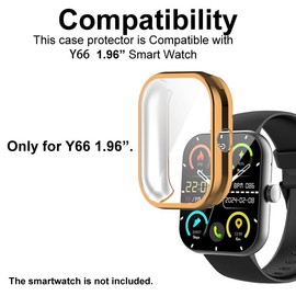 smaate Watch Cases compatible with zakotu, Jugeman, Coucur Y66 1.96 inches Smart Watch, TPU Case with Screen Protector, Protecting Watch Body & Screen (Rose golden)