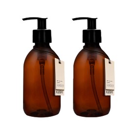 uishi Brown Amber Plastic Bottles with Pump Dispenser [250ml x 2], BPA-Free Plastic Pump Bottles, Empty Pump Dispenser Bottles for Handwash, Lotions, Sanitiser, Shampoo, Conditioner, Shower Gel