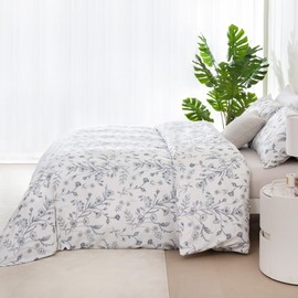 Levoo Duvet Cover King Size Floral Patterned Bedding Duvet Cover 3 Pieces Ultra Soft Microfiber Include 1 Duvet Cover and 2 Pillowcases NO Comforter (King, Gray)