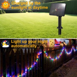 FFZZKJ Solar Fairy Lights Outdoor Garden Lights Waterproof 50LED 5M/16.4Ft Solar Lights for Garden 8 Modes Solar String Lights for Patio/Yard/Tree/Gazebo/Terrace/Party/Wedding - Multi-Coloured