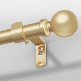 Extra Long Curtain Rods for Windows 72 to 144 Inch, Gold 1 Inch Heavy Duty Window Treatment Rods, Adjustable Modern Decorative Drapery Rod, Spliced Curtain Pole with Matte Gold Round Finial