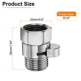 sourcing map Brass Chrome Shower Head Shut Off Valve, G1/2" Shower Control Valve Water Pressure Regulator Replacement for Shower System with PTFE Tape (Silver, 39mm/1.54")