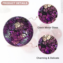 M METERXITY 1-Pack Decorative Ball for Bowls, 4 Inch Mosaic Glass Balls Decorative Glass Orbs for Home Decor/Dining Tables/Wedding Party/Coffee Table/Centerpiece Decor [Purple]