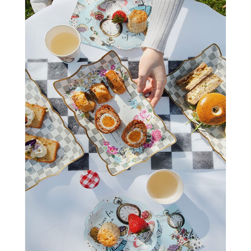 Talking Tables Truly Alice in Wonderland Birthday Tea Wreaths Serving