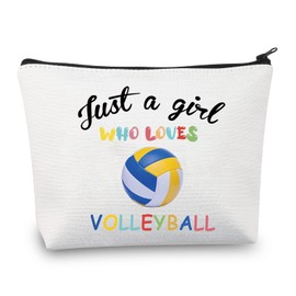 Just a Girl Who Loves Volleyball Makeup Bags Girl Volleyball Gifts for Volleyball Players Lover Cosmetic Bag Zipper Travel Bag (Volleyball Girl Bag)