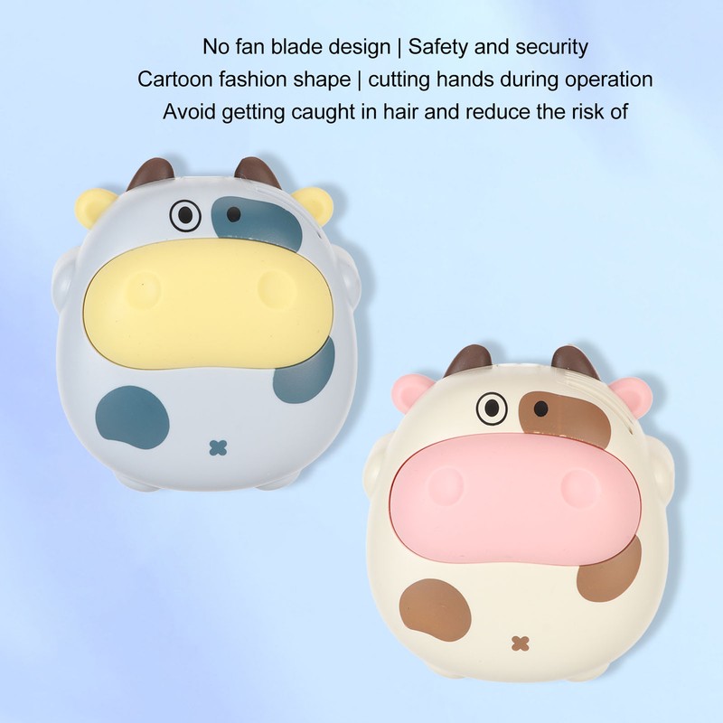 Mini Hanging Neck Fan USB Rechargeable Bladeless Cartoon Cow Shape