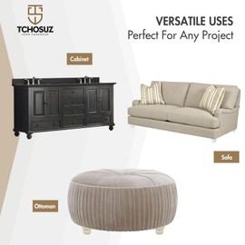 TCHOSUZ 4 inch / 10cm Wooden Furniture Legs, Pack of 4 White Solid Wood Turned DIY Replacement Bun Feet with M8 Hanger Bolts & T-Nuts or Sofa Couch Cabinet Recliner Ottoman Riser