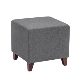 Joveco Square Ottoman Fabric Cube Foot Rest Stool with Wooden Legs, Footstool Coffee Table Seat for Living Room Bedroom Couch (Dark Grey)