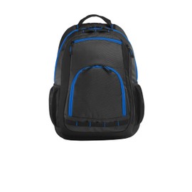 Port Authority Xtreme Backpack. BG207, Dark Grey/Black/Shock Blue, OSFA