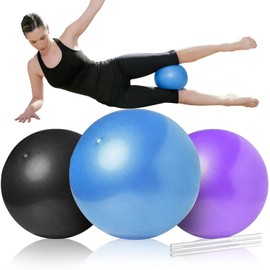 NIAWEA 3 Piezas Pelota Pilates 25 cm,Pelota Yoga,Pelota para Ejercicio con Tubo Inflable,sin Olor,Antideslizante y Alta Tenacidad,para Entrenamiento,Fitness,Fisioterapia,Etc(Negro+Azul+Púrpura)
