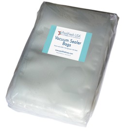 PackFreshUSA: Quart Vacuum Sealer Bags (8" x 12") - Pre-Cut - BPA Free - Heavy Duty - Heat Sealable - Commercial Grade - Meal Prep - Sous Vide - Made in USA - 100 Pack