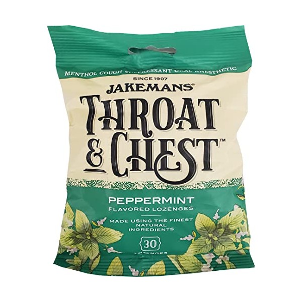 Jakemans Throat & Chest Menthol Cough Suppressant – Peppermint - 30 Lozenges