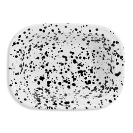 JAYOGLA Speckled Enamel Pie Dish, 24cm, White with Black Splatter Pattern
