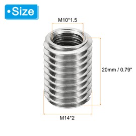 PATIKIL Thread Adapter Sleeve Reducing Nut M14 x 2 Male Thread to M10 x 1.5 Female Thread Repair Insert Nut Screw Reducer Conversion Stainless Steel Connection Element 20 mm Pack of 6
