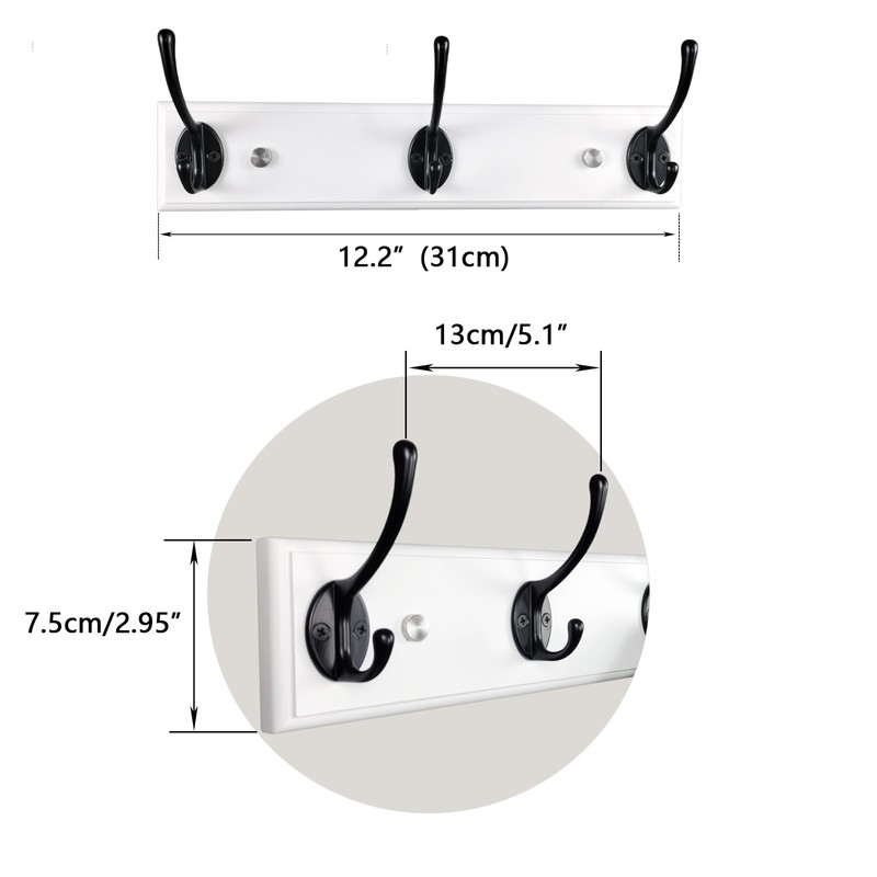 mapeoes 2 Pack Wood Coat Rack Wall Mount with 3
