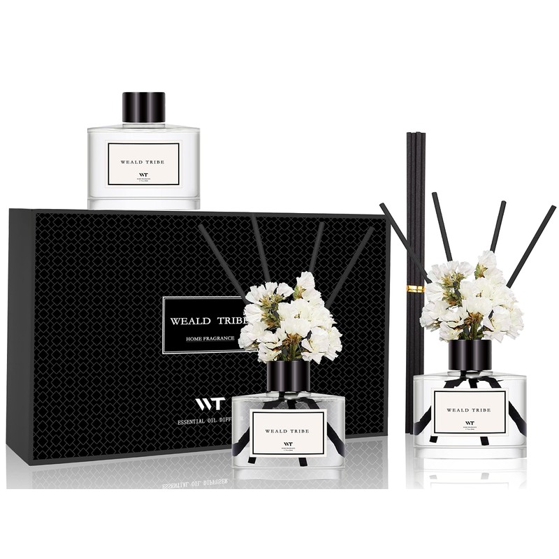 WEALD TRIBE Real Flower Reed Diffuser Set of 3 for