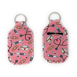 Hand Sanitizer Holder for Backpack Kids Travel Size Baseball Softball Keychain (Nurse, Pack of 2)