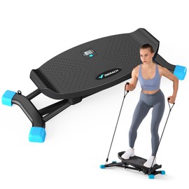 MERACH Balancing Machine for Full Body Workout, Sliding Ski Simulator with Resistance Bands, 300 LBS Loading Capacity Exercise Workout Equipment for Women﻿(Black)