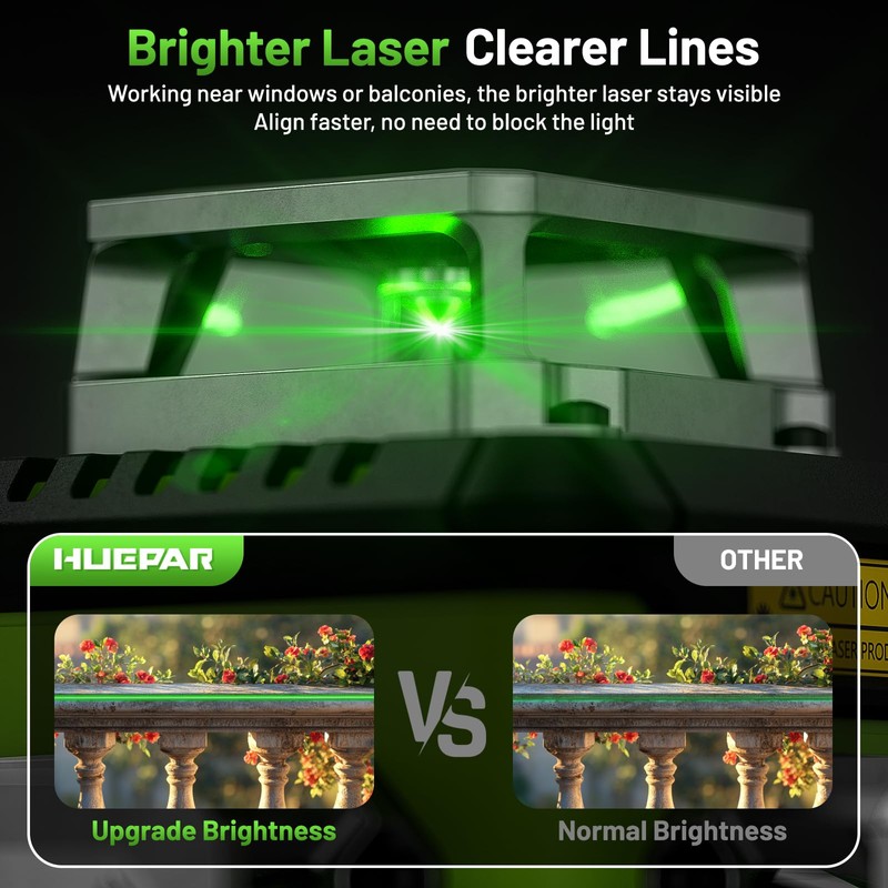 HUEPAR Laser Level 360 Self Leveling with LCD Screen, 3