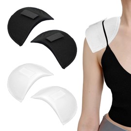GOWTX 4 Pairs Shoulder Pads with Velcro, Soft Detachable Set-in Shoulder Pad, Covered Sewing Foam Breathable Sponge Pads, Sloping High Low Shoulders Pad for Suit Blazer Coat T-Shirt(White Black)