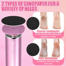 Electric Foot File Hard Skin Remover, Foot Files for Hard Skin, Electric Foot File, Pedicure Sets for Feet, Hard Skin Remover Foot for Home & Nail Salon with 60 pcs Replacement Sandpaper Disk(Pink)