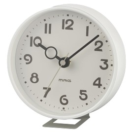 Mag W-752WH-Z Table Clock, Analog, Hook Pit, Silent, Continuous Second Hand, Multifunctional, White