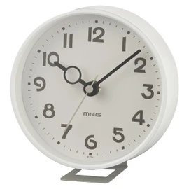 Mag W-752WH-Z Table Clock, Analog, Hook Pit, Silent, Continuous Second Hand, Multifunctional, White