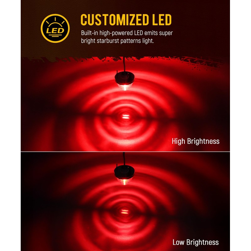 Partsam 2Pcs Clear Glass Lens Red LED Watermelon Lights, Round