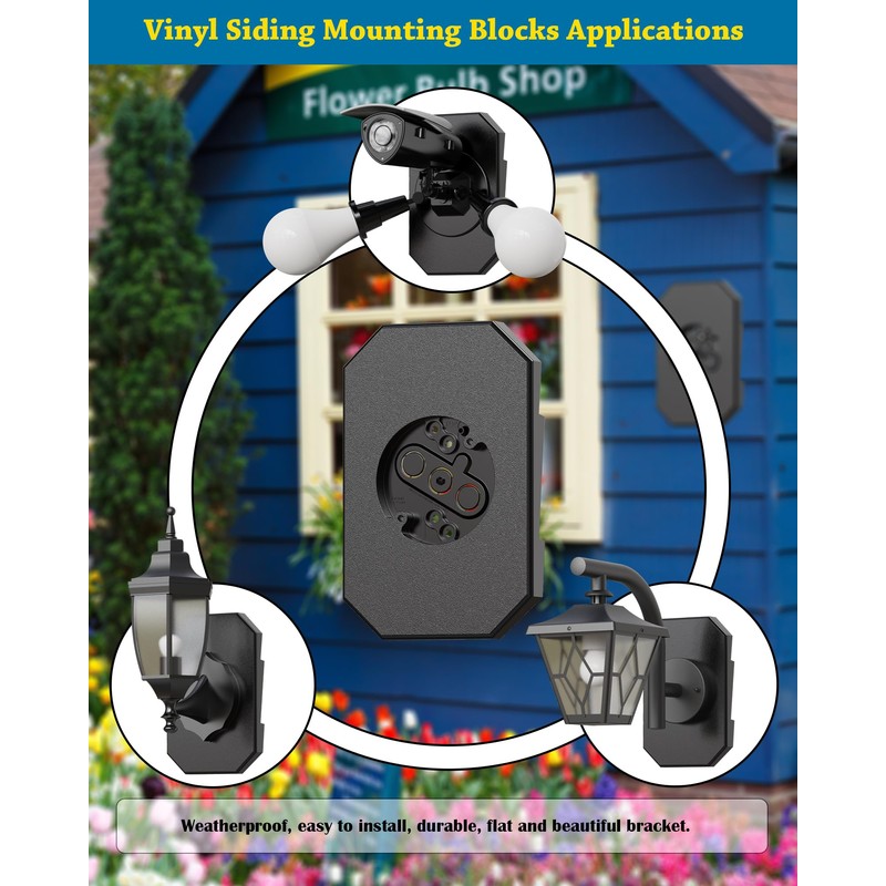 Siding Light Mounting Block, 8141DBL Black Outdoor Mounting Plate kit