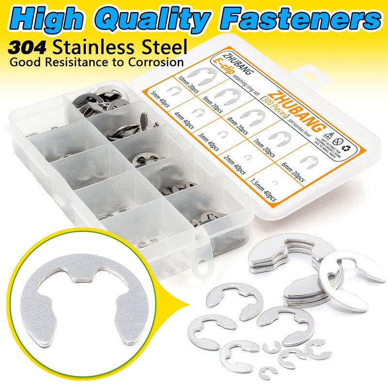 ZHUBANG 800Pcs C-clip External Retaining Rings Snap Rings Assortment Kit