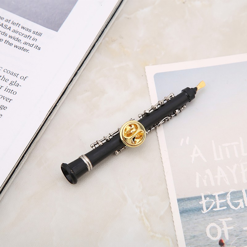 Oboe Shape Design Mini Pin Brooch Musical Instrument Craft Clothing